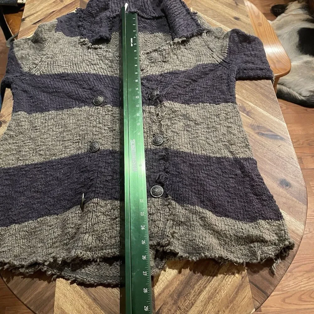 Free‎ People Sweater Colorblock Stripe Double Breasted Cotton Cardigan Large